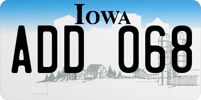 IA license plate ADD068