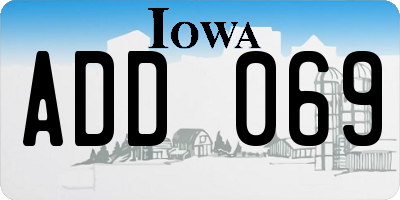 IA license plate ADD069