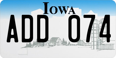 IA license plate ADD074