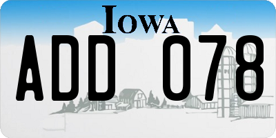 IA license plate ADD078