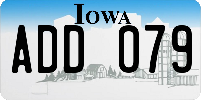 IA license plate ADD079