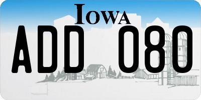 IA license plate ADD080