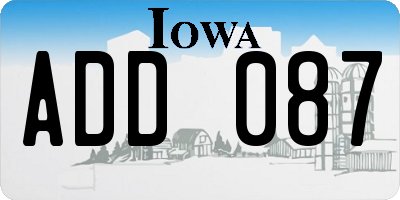 IA license plate ADD087