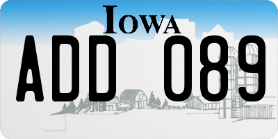 IA license plate ADD089