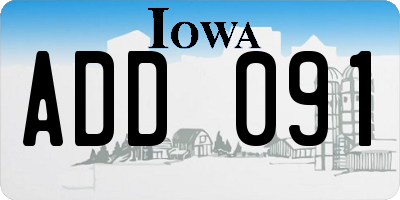 IA license plate ADD091