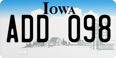 IA license plate ADD098