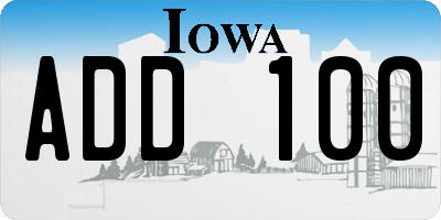 IA license plate ADD100