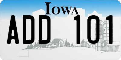 IA license plate ADD101