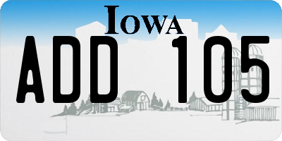 IA license plate ADD105