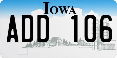 IA license plate ADD106