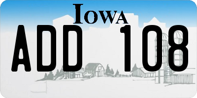 IA license plate ADD108