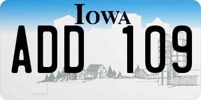 IA license plate ADD109