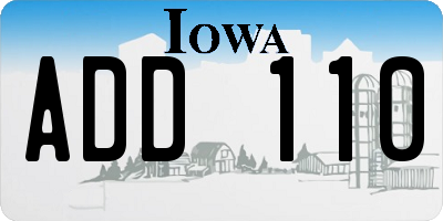 IA license plate ADD110