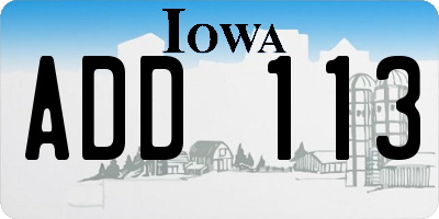 IA license plate ADD113
