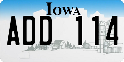 IA license plate ADD114