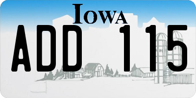 IA license plate ADD115