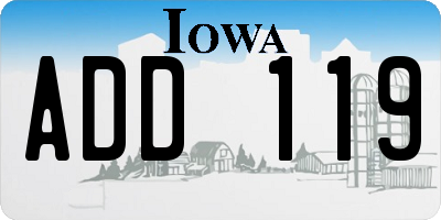 IA license plate ADD119