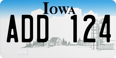 IA license plate ADD124