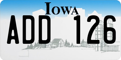 IA license plate ADD126