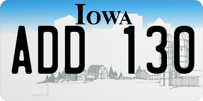 IA license plate ADD130
