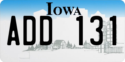 IA license plate ADD131