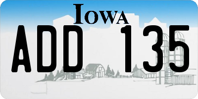 IA license plate ADD135