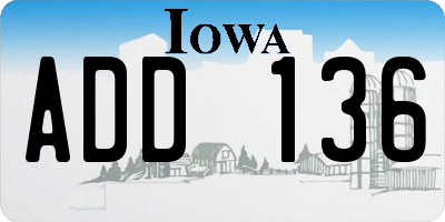 IA license plate ADD136