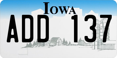IA license plate ADD137
