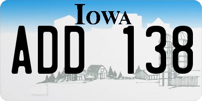 IA license plate ADD138