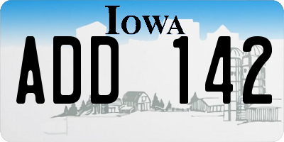 IA license plate ADD142