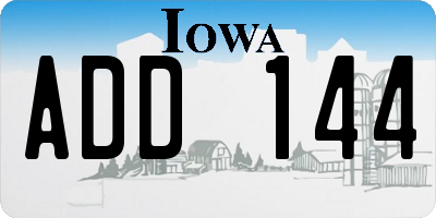 IA license plate ADD144