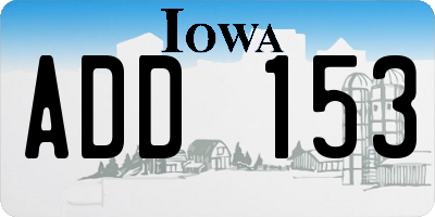 IA license plate ADD153
