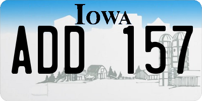 IA license plate ADD157