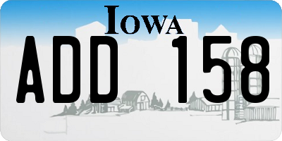 IA license plate ADD158