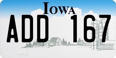 IA license plate ADD167