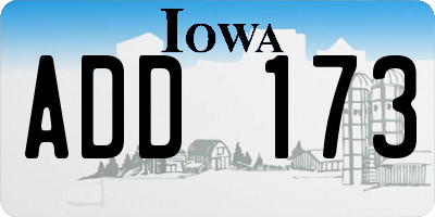 IA license plate ADD173