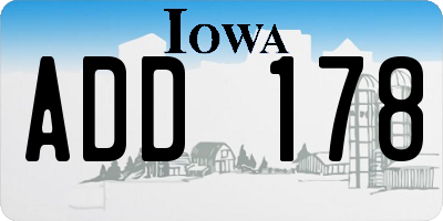 IA license plate ADD178