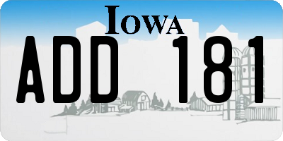 IA license plate ADD181