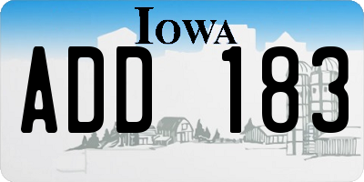 IA license plate ADD183