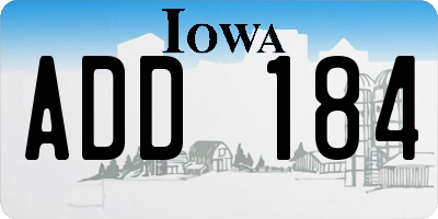 IA license plate ADD184