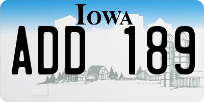 IA license plate ADD189