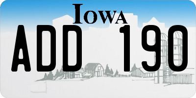 IA license plate ADD190