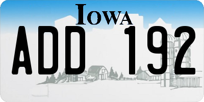 IA license plate ADD192