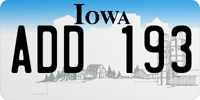 IA license plate ADD193