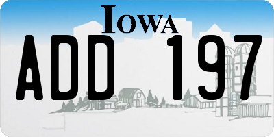 IA license plate ADD197