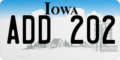IA license plate ADD202