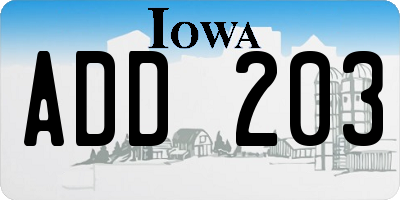 IA license plate ADD203