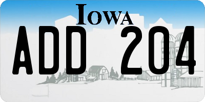 IA license plate ADD204