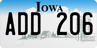 IA license plate ADD206