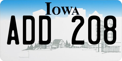 IA license plate ADD208